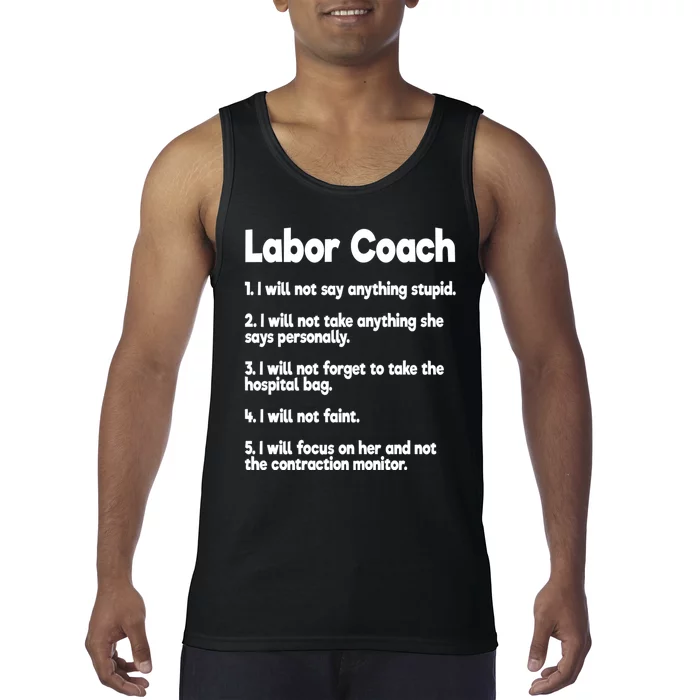 Labor Coach Expecting Dad Rules Papa Funny Tank Top