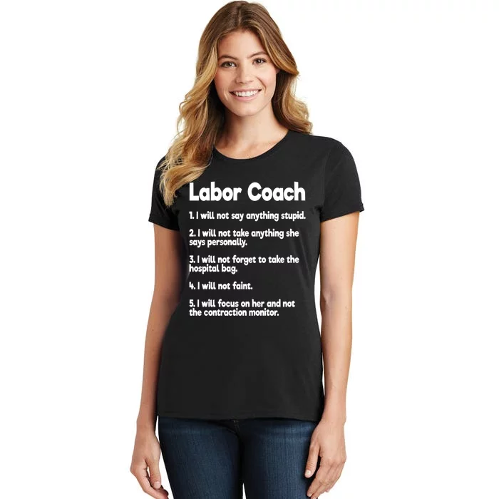 Labor Coach Expecting Dad Rules Papa Funny Women's T-Shirt