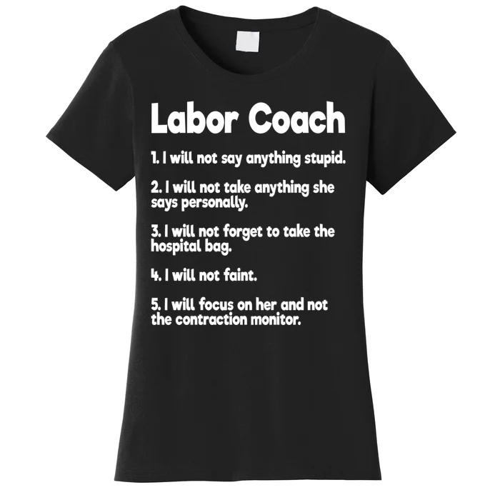 Labor Coach Expecting Dad Rules Papa Funny Women's T-Shirt