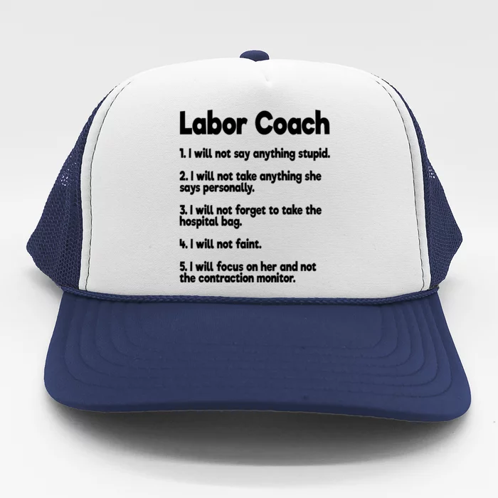 Labor Coach Expecting Dad Rules Papa Funny Trucker Hat