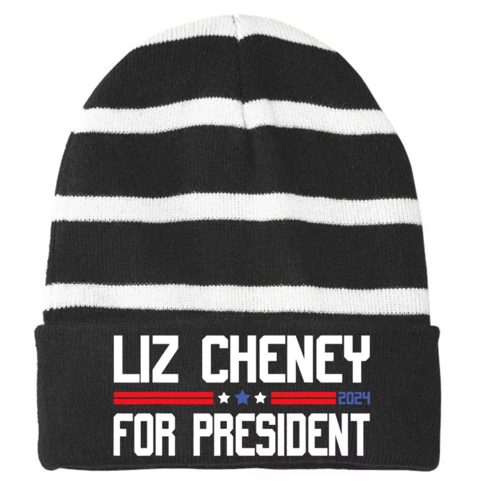 Liz Cheney For President 2024 Striped Beanie with Solid Band