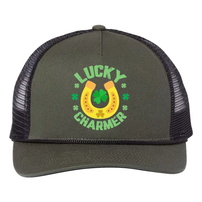 LUCKY CHARMER Funny St. Patrick's Day Retro Rope Trucker Hat Cap