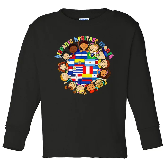 Latino Countries Flag Hispanic Heritage Month Gift Toddler Long Sleeve Shirt