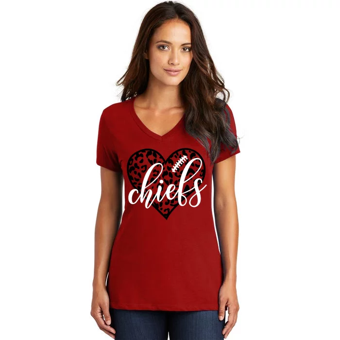 Love Chiefs Football Cool Kansas City Design Women's V-Neck T-Shirt