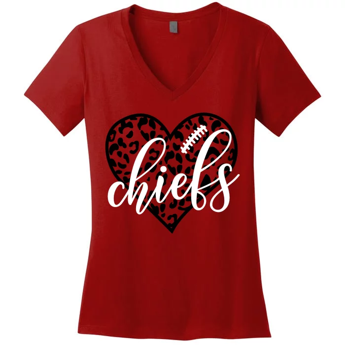 Love Chiefs Football Cool Kansas City Design Women's V-Neck T-Shirt