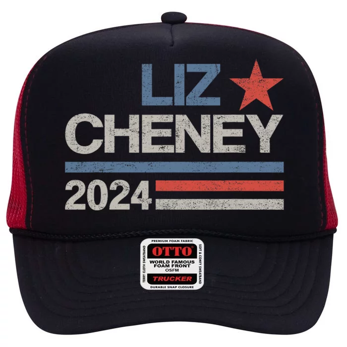 Liz Cheney For President 2024 Usa Election Liz 24 High Crown Mesh Trucker Hat