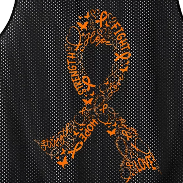 Leukemia Cancer Fight Warrior Orange Ribbon Awareness Gift Mesh Reversible Basketball Jersey Tank