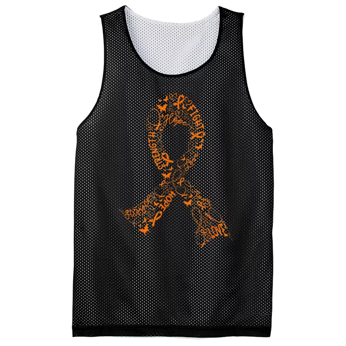 Leukemia Cancer Fight Warrior Orange Ribbon Awareness Gift Mesh Reversible Basketball Jersey Tank