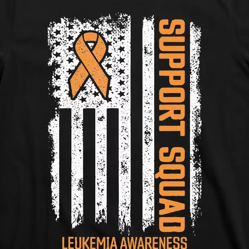 Leukemia Cancer Flag Support Squad Leukemia Cancer Awareness T-Shirt