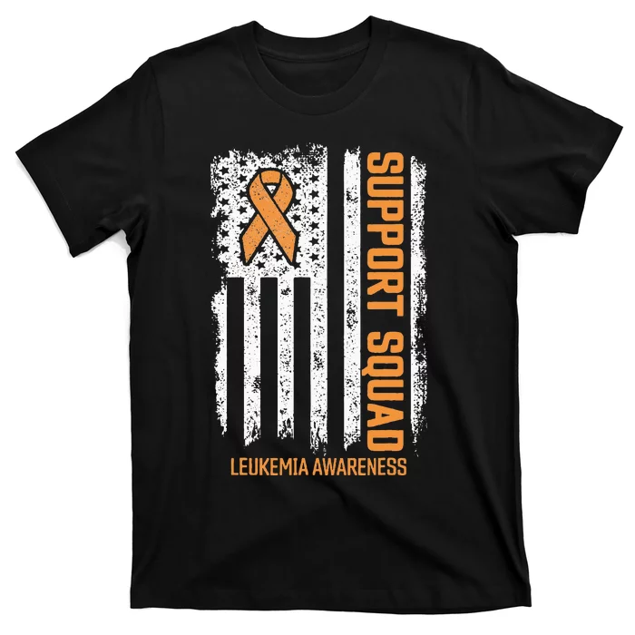 Leukemia Cancer Flag Support Squad Leukemia Cancer Awareness T-Shirt