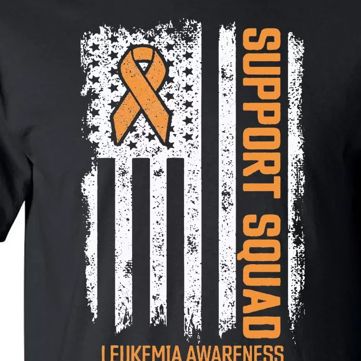 Leukemia Cancer Flag Support Squad Leukemia Cancer Awareness Tall T-Shirt