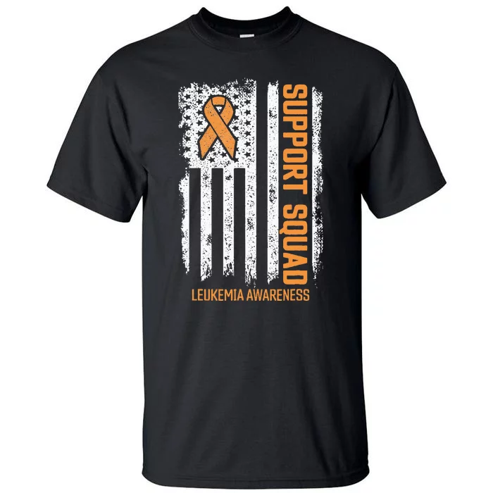 Leukemia Cancer Flag Support Squad Leukemia Cancer Awareness Tall T-Shirt