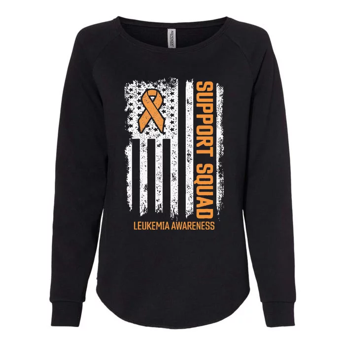 Leukemia Cancer Flag Support Squad Leukemia Cancer Awareness Womens California Wash Sweatshirt