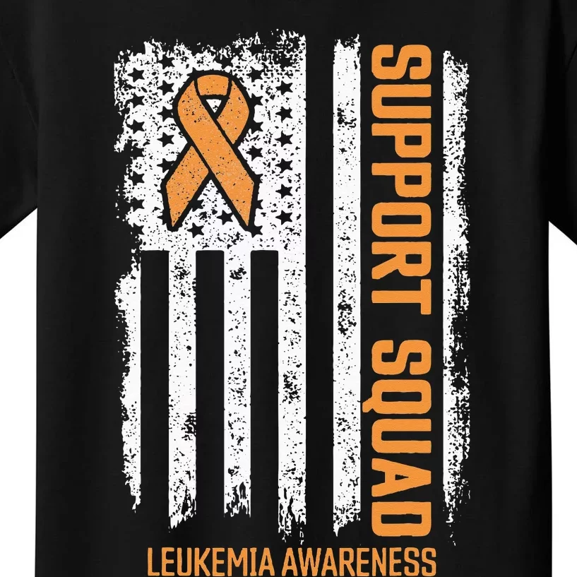 Leukemia Cancer Flag Support Squad Leukemia Cancer Awareness Kids T-Shirt