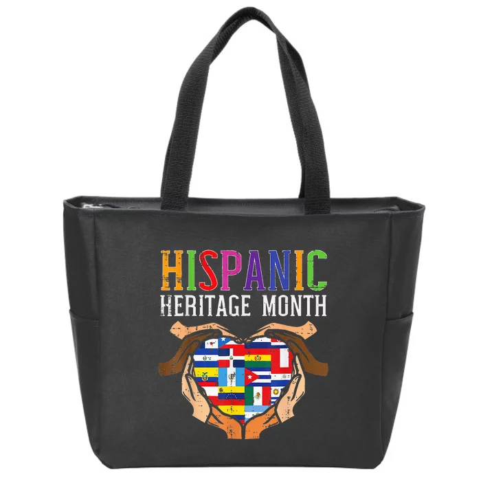 Latino Countries Flag Heart Hispanic Heritage Month Zip Tote Bag