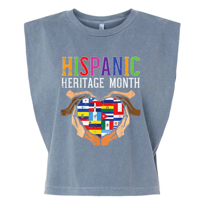 Latino Countries Flag Heart Hispanic Heritage Month Garment-Dyed Women's Muscle Tee