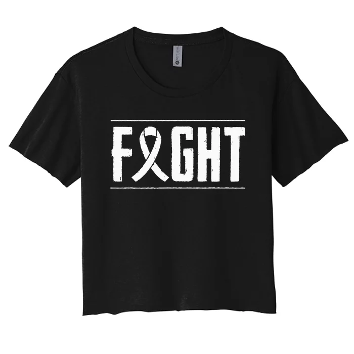 Lung Cancer Fight Cancer Ribbon Women's Crop Top Tee