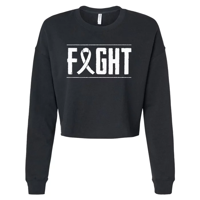 Lung Cancer Fight Cancer Ribbon Cropped Pullover Crew