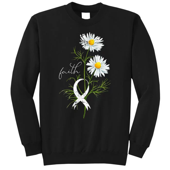 Lung Cancer Fight Support White Ribbon Gift Lung Cancer Sweatshirt