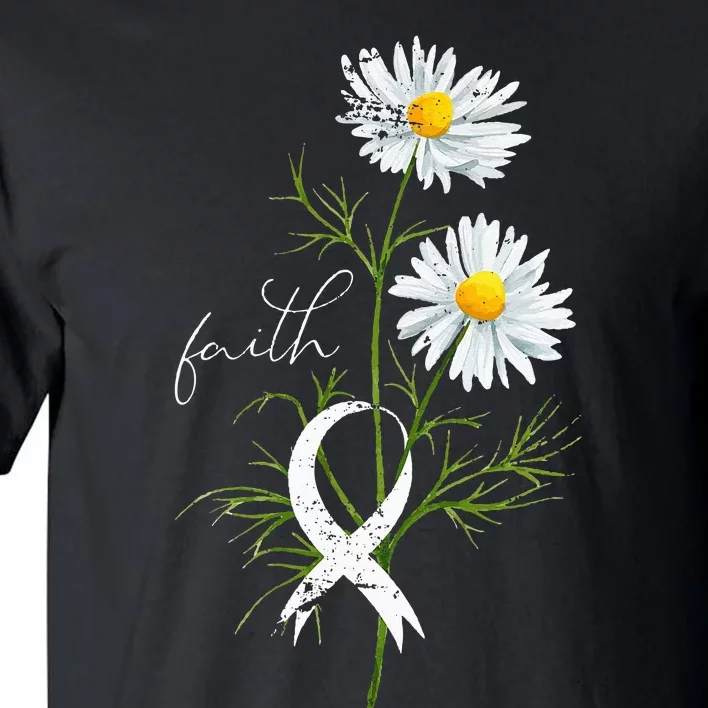 Lung Cancer Fight Support White Ribbon Gift Lung Cancer Tall T-Shirt