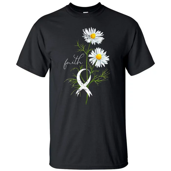 Lung Cancer Fight Support White Ribbon Gift Lung Cancer Tall T-Shirt