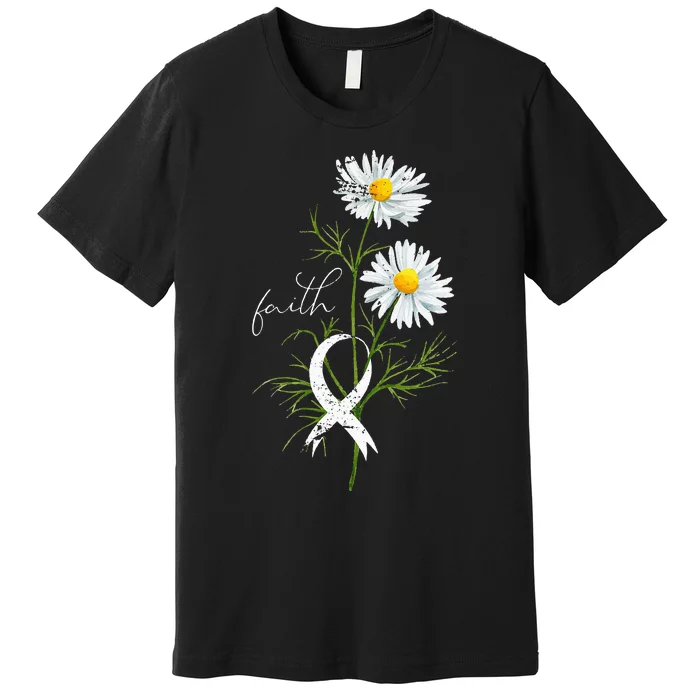 Lung Cancer Fight Support White Ribbon Gift Lung Cancer Premium T-Shirt