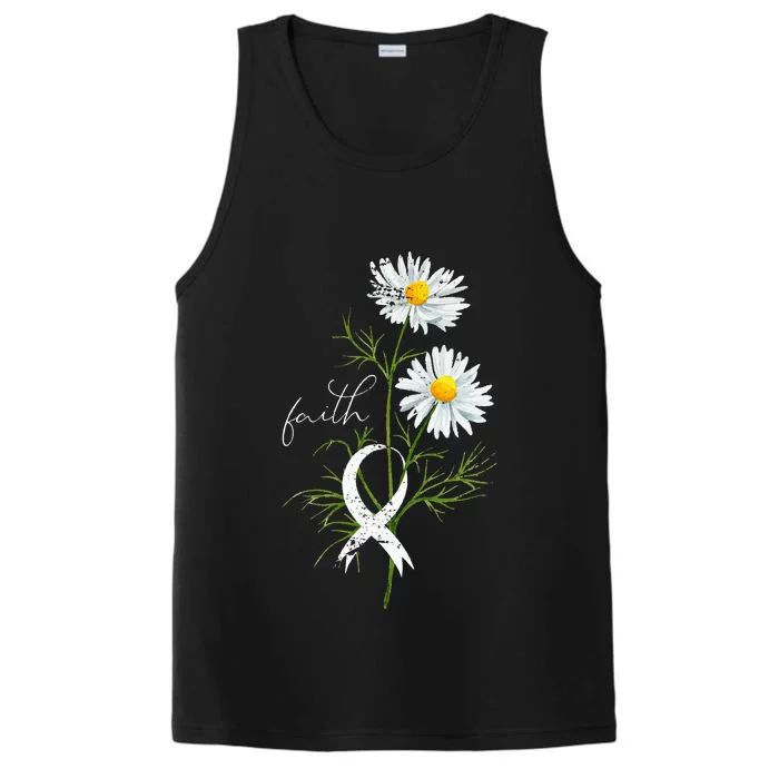 Lung Cancer Fight Support White Ribbon Gift Lung Cancer Performance Tank