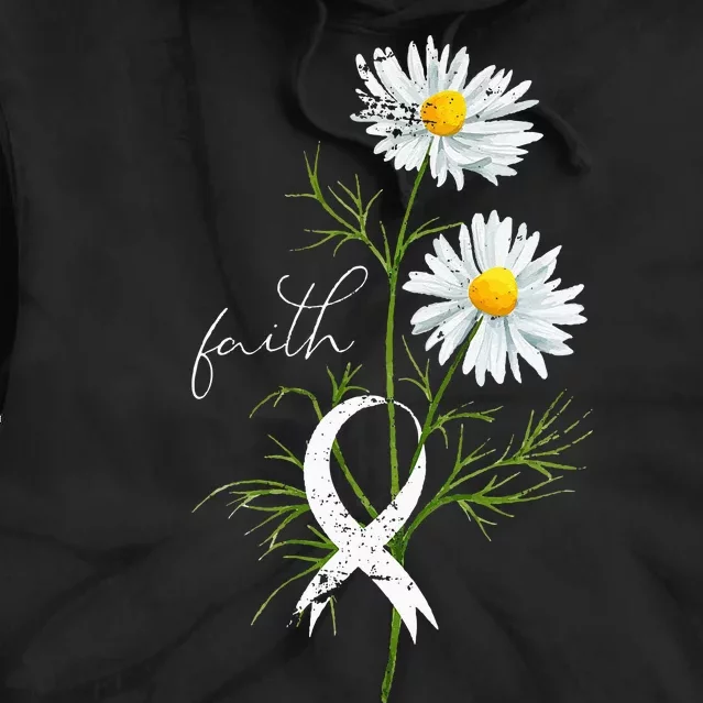 Lung Cancer Fight Support White Ribbon Gift Lung Cancer Tie Dye Hoodie