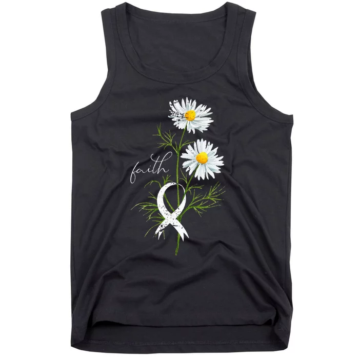 Lung Cancer Fight Support White Ribbon Gift Lung Cancer Tank Top