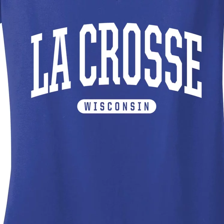 La Crosse Funny Gift Cute Gift College University Style Wi Usa Gift Women's V-Neck T-Shirt