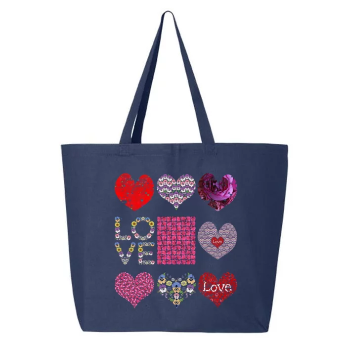 Love Cute Flower Hearts Tee Rose Lover Floral Valentines Day Gift 25L Jumbo Tote