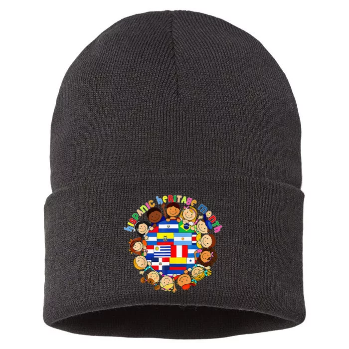 Latino Countries Flag For Hispanic Heritage Month Sustainable Knit Beanie