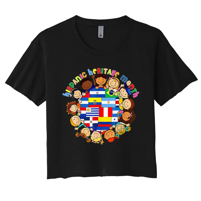 Latino Countries Flag For Hispanic Heritage Month Women's Crop Top Tee