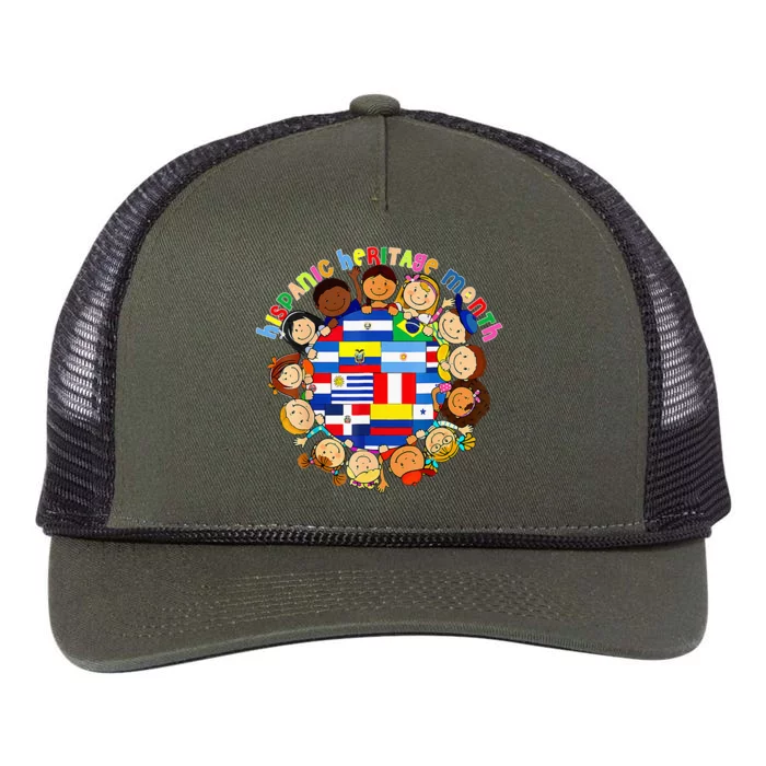 Latino Countries Flag For Hispanic Heritage Month Retro Rope Trucker Hat Cap