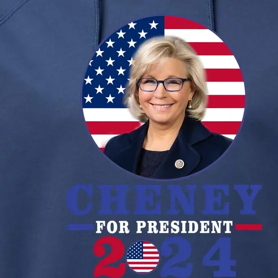 Liz Cheney For President 2024 USA Election Liz 24 Performance Fleece Hoodie