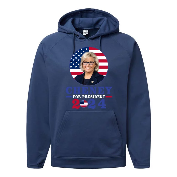 Liz Cheney For President 2024 USA Election Liz 24 Performance Fleece Hoodie