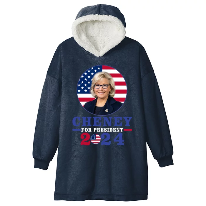 Liz Cheney For President 2024 USA Election Liz 24 Hooded Wearable Blanket