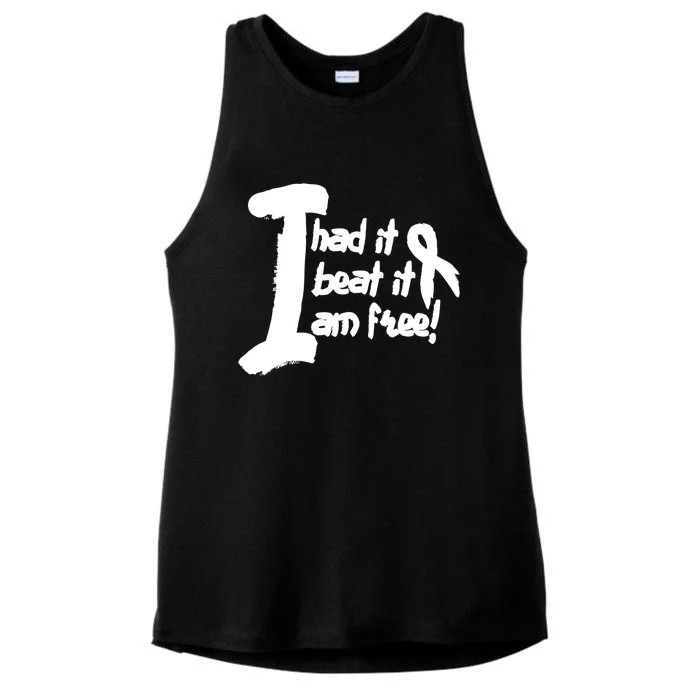 Lung Cancer Fight Cancer Ribbon Gift Ladies Tri-Blend Wicking Tank