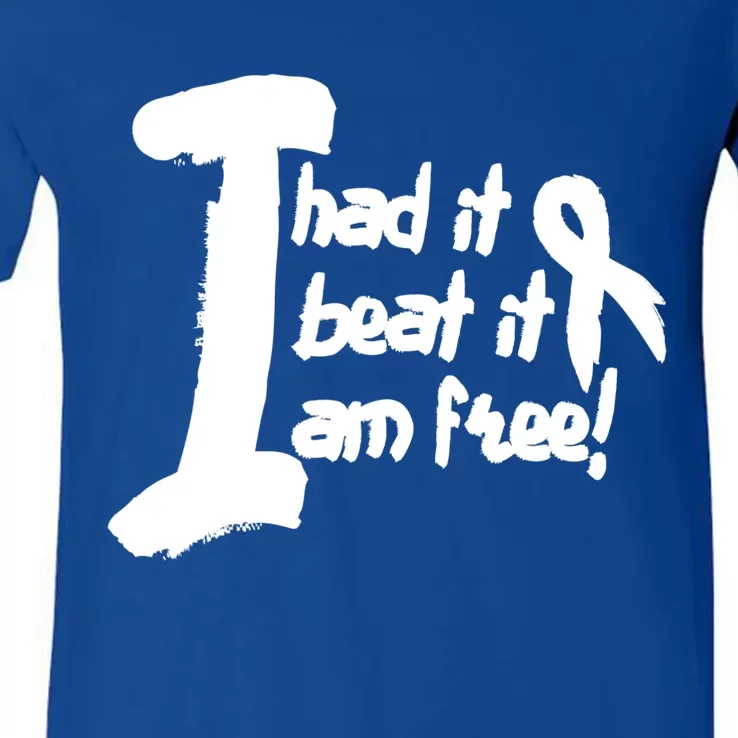 Lung Cancer Fight Cancer Ribbon Gift V-Neck T-Shirt