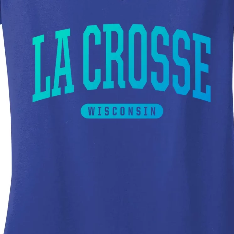 La Crosse Funny Gift Cute Gift College University Style Wi Usa Gift Women's V-Neck T-Shirt