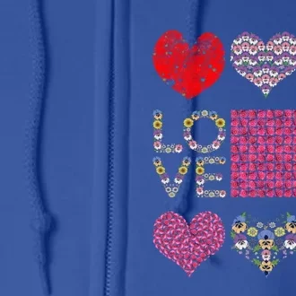 Love Cute Flower Hearts Tee Rose Lover Floral Valentines Day Cute Gift Full Zip Hoodie