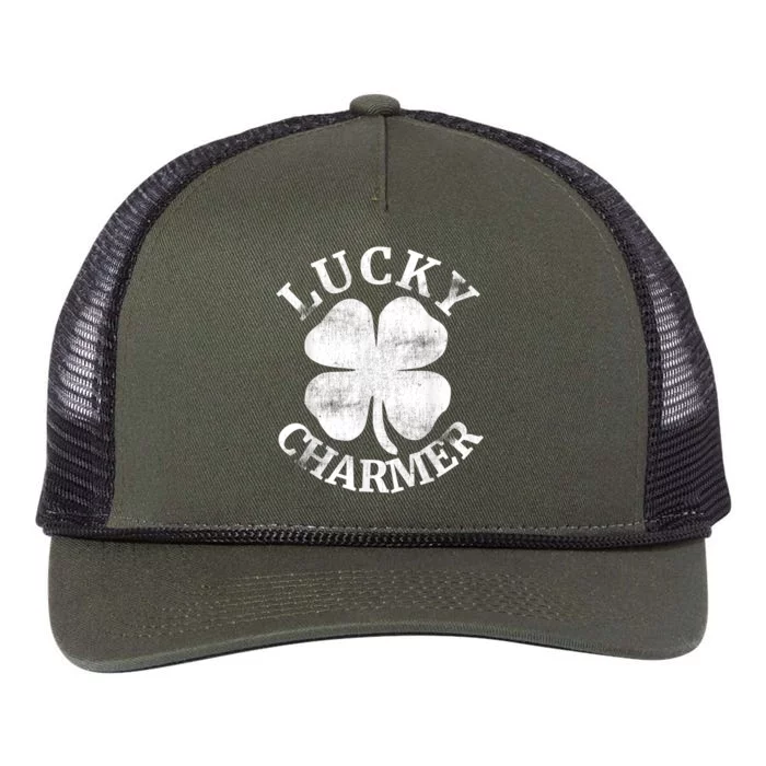 LUCKY CHARMER Funny St. Patrick's Day Retro Rope Trucker Hat Cap