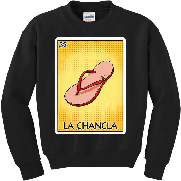 La Chancla Flip Flop Card Mexican Lottery Card La Chancla Kids Sweatshirt