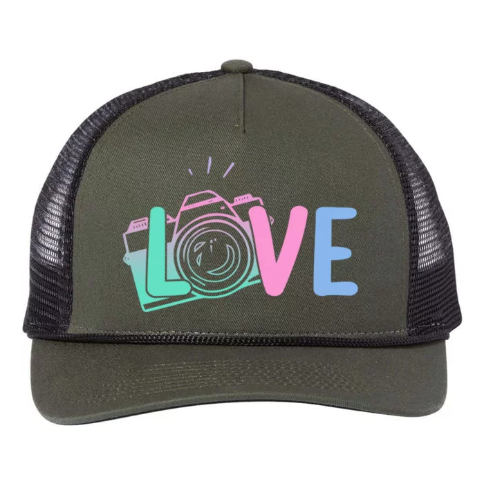 Love Camera Gift Photographer Cool Gift Retro Rope Trucker Hat Cap