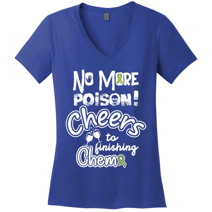 Last Chemocute Gift Lymphoma Cancer Awareness Supporter Ribbon Funny Gift Women's V-Neck T-Shirt