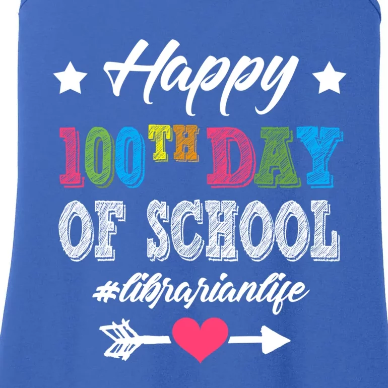 Librarian Cute Gift Happy 100th Day Of School 100 Days Smarter Gift Ladies Essential Tank