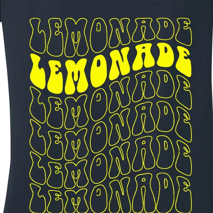 Lemonade Crew Groovy Retro Lemonade Stand Women's V-Neck T-Shirt