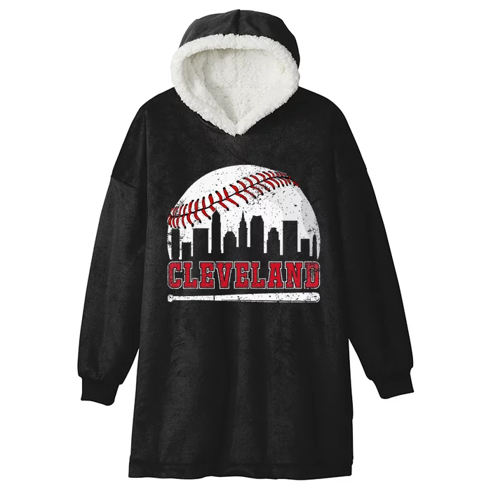 Love Cleveland Graphic Baseball Lover Player Hooded Wearable Blanket