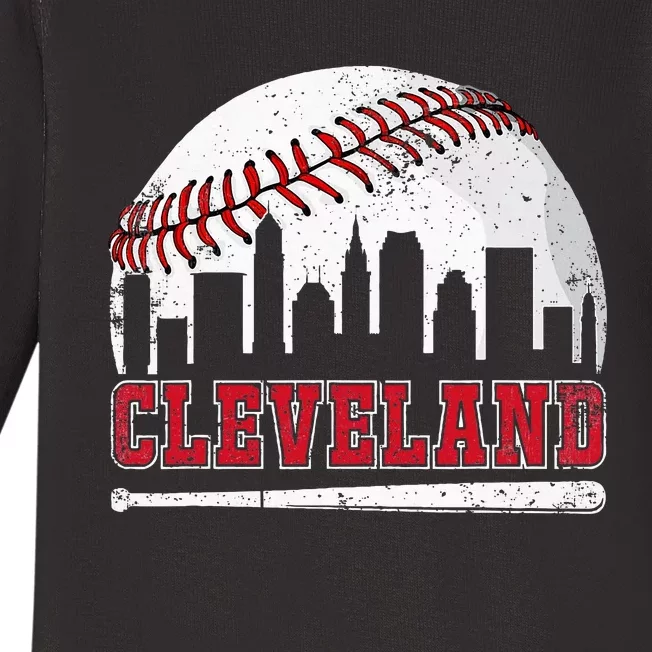 Love Cleveland Graphic Baseball Lover Player Baby Long Sleeve Bodysuit