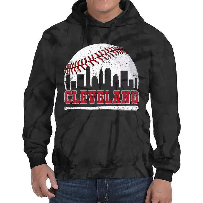 Love Cleveland Graphic Baseball Lover Player Tie Dye Hoodie